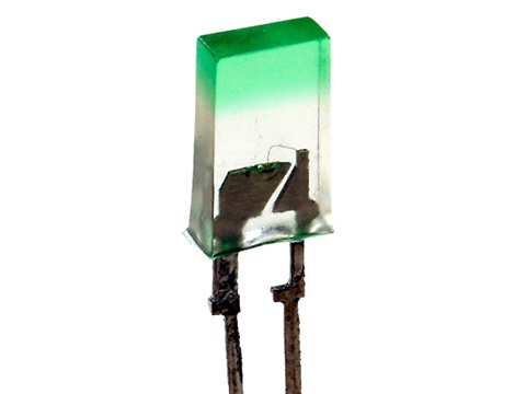КИПМО1Г-1Л, светодиод прямоугольный зелёный 2х5мм 560нм 1мКд