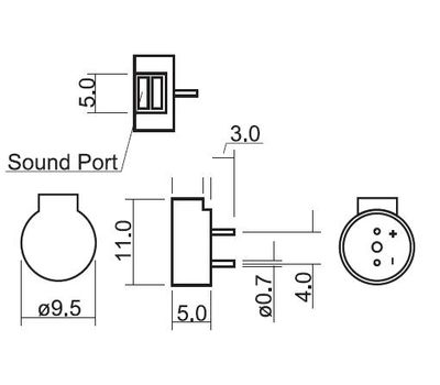 HC0901A, электромагнитный излучатель звука 1.5В 80мА