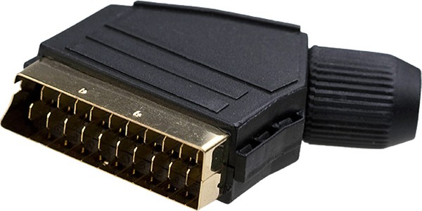 1-340G, разъем SCART штекер пластик "позолоченный" на кабель