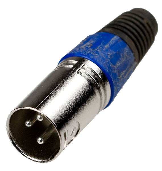 1-503 BL, разъем XLR 3 конт. штекер металл цанга на кабель синий