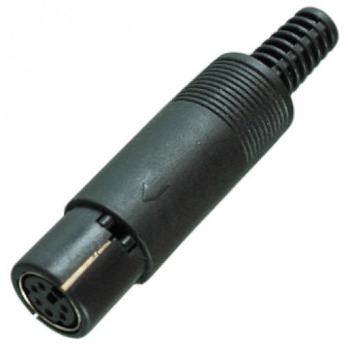 1-476, разъем mini DIN 6 контактов гнездо пластик на кабель