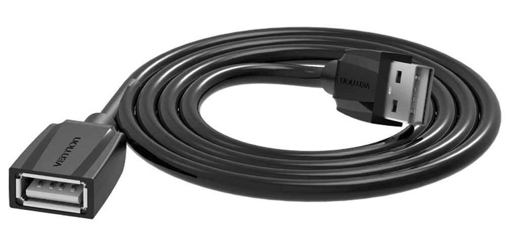 Кабель-удлинитель Vention USB 2.0 AM/AF - 0,5м Black Edition VAS-A44-B050