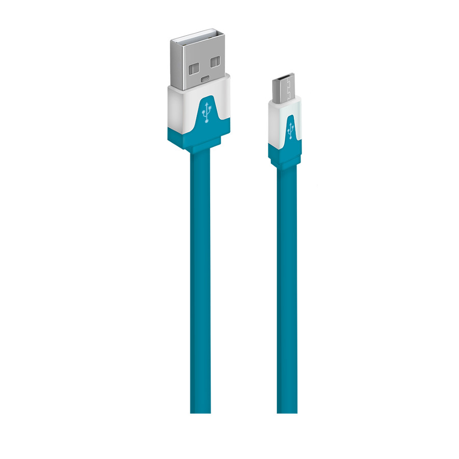 DCC328, кабель плоский USB 2.0(M) - microUSB(M) 1м синий Oxion