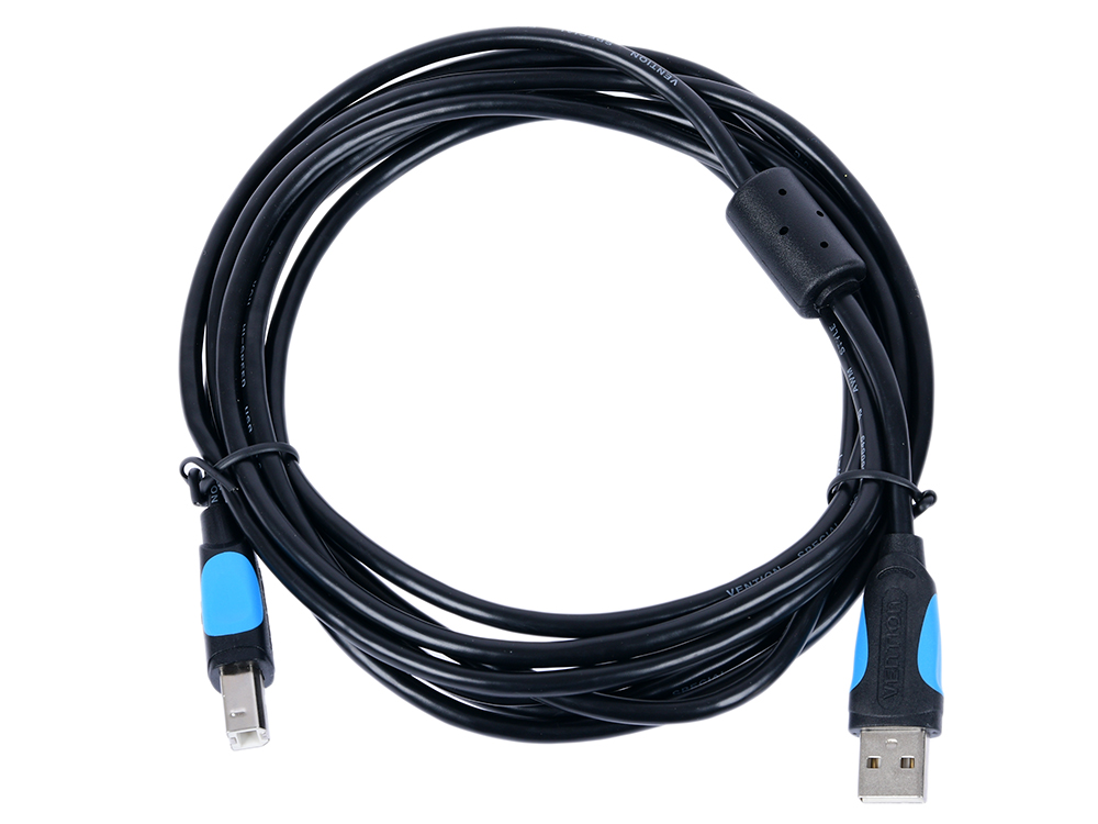 Кабель Vention USB 2.0 AM/BM  - 5м. Черный VAS-A16-B500