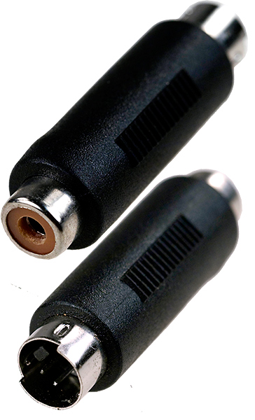 2-321, переходник MINI DIN 4 pin (S-VHS) штекер - RCA гнездо пластик