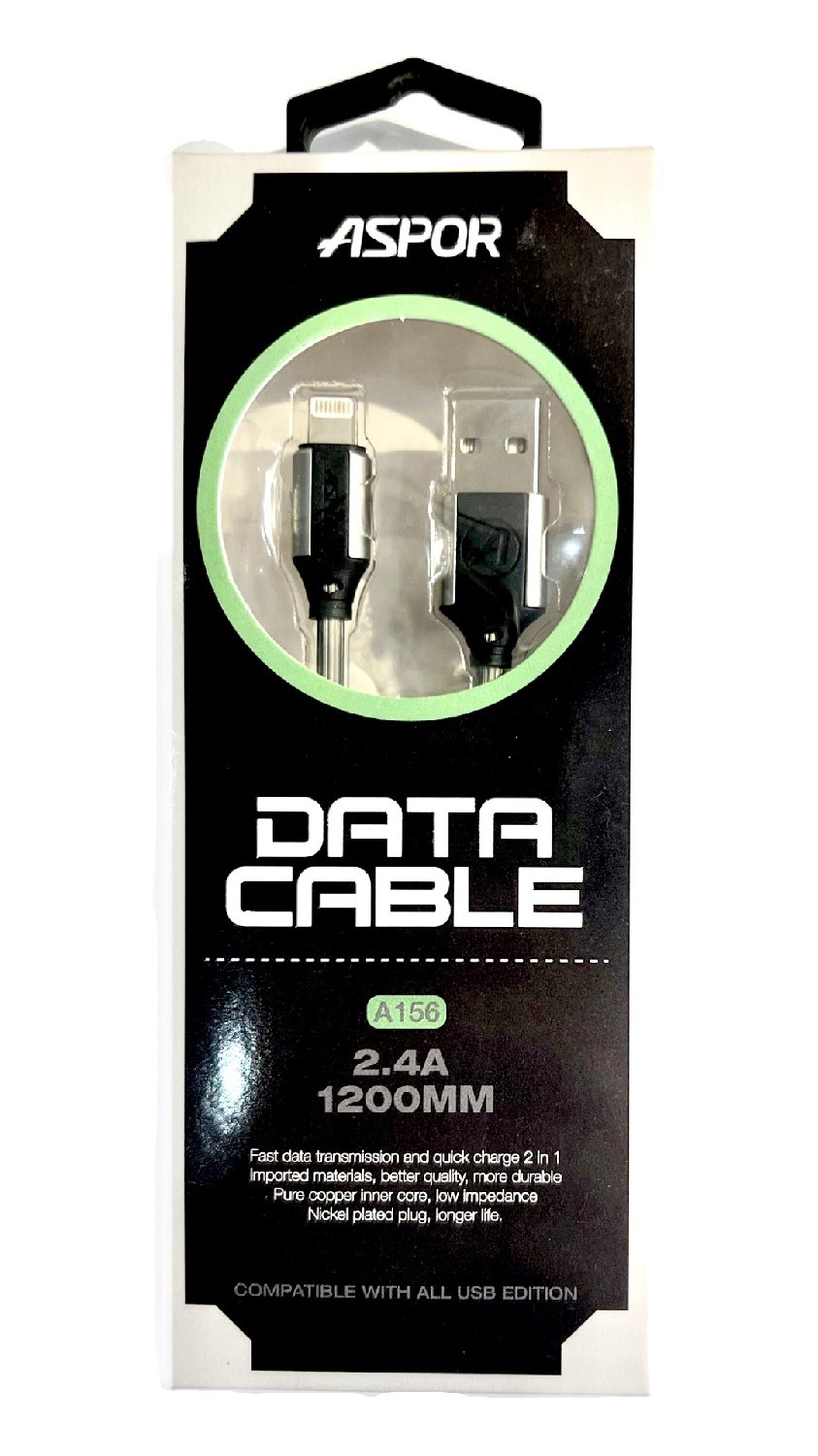 A156, iPX data кабель 2.4А 120см ASPOR