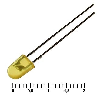 5мм овальный Y 1400мкд 2.2В, индикаторный светодиод