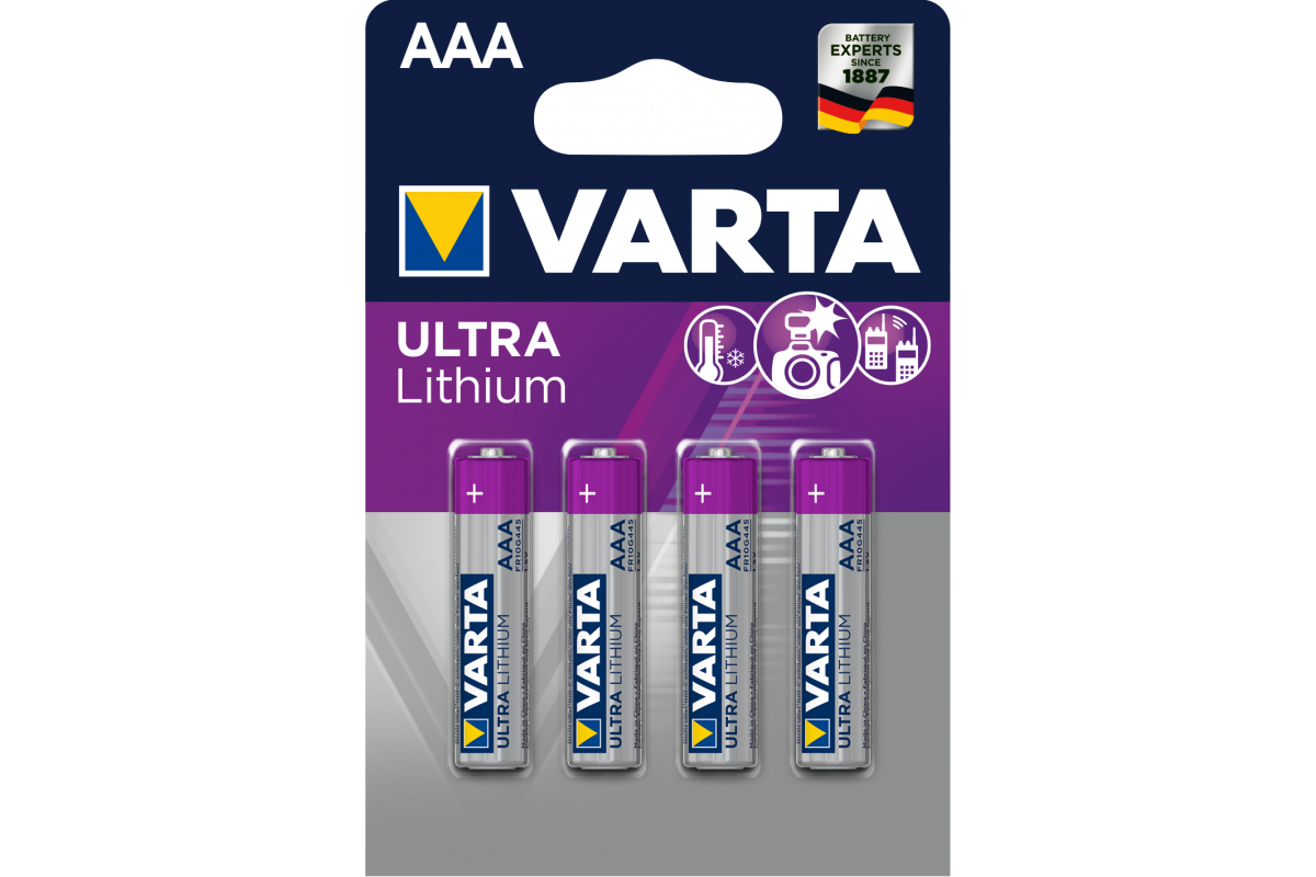 Батарейка литиевая VARTA LR03 (AAA) Professional Lithium/ULTRA Lithium 1.5В бл/4