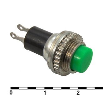 DS-314, кнопка 250В 0.5А OFF-(ON) без фиксации зелёная