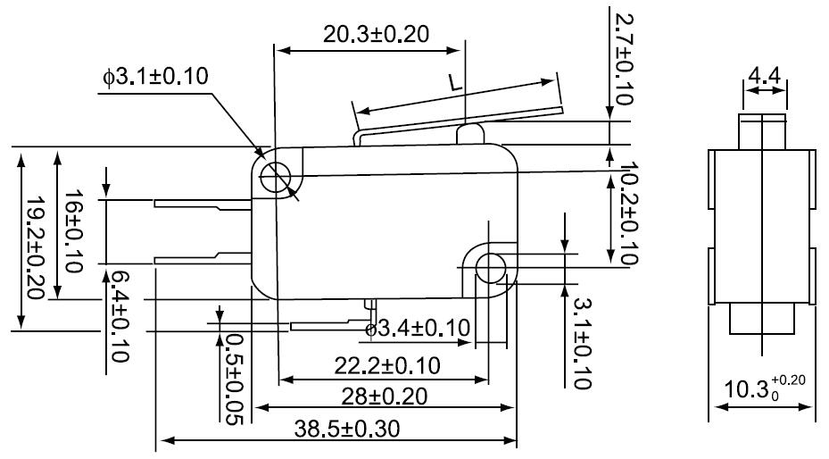 Микропереключатель RWA-403 (MSW-03) 16(5)A/250V 3c