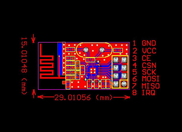 NRF24L01+, модуль беспроводной передачи данных [2,4ГГц]