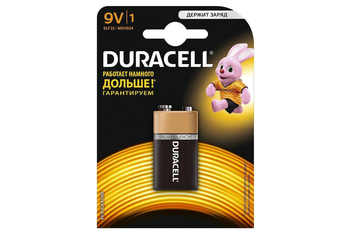 Батарейка щелочная DURACELL 6LF22 (6LR61) 9В