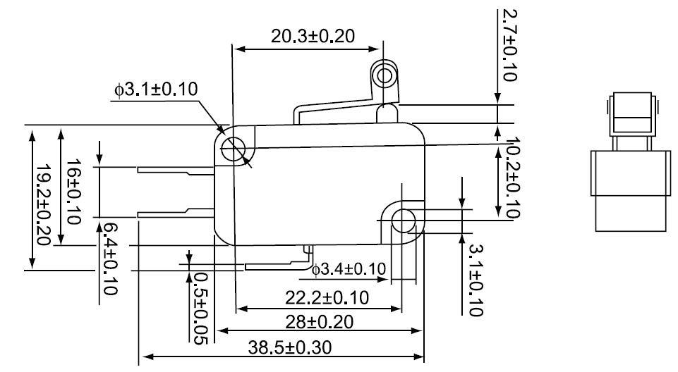 Микропереключатель RWA-406 16(5)A/250V 3c