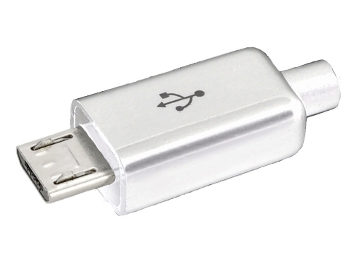 Штекер Micro USB-B 5-pin 6mm Ni/Pl -белый-