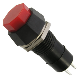 PBS-14B, кнопка 250В 1А OFF-(ON) без фиксации красная