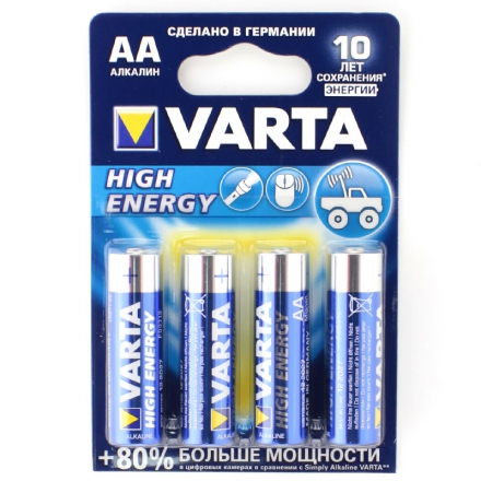 Батарейка щелочная VARTA LR6 AA High Energy 1.5В 4шт