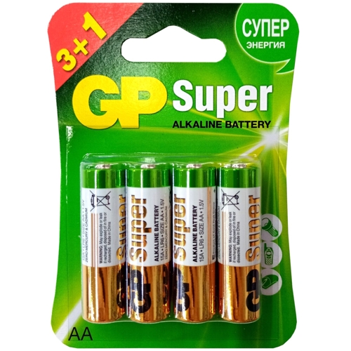 LR6 (AA) батарейка GP Super Alkaline GP "3+1" 1.5В  бл/4