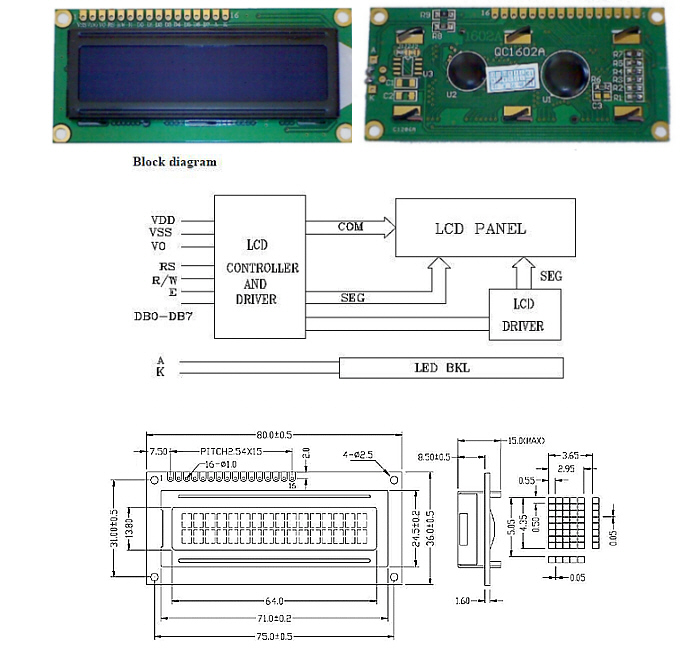 LCD1602 green, знакосинтезирующий индикатор 16х2 (зелёный)