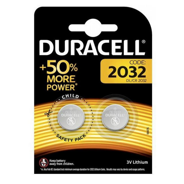 Батарейка литиевая DURACELL CR2032 дисковая 3В бл/2	