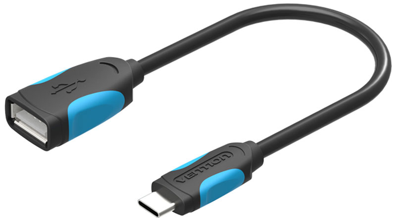 Адаптер-переходник Vention USB Type C M/ OTG USB 2.0 AF, гибкий - 0,1м.VAS-A50-B010