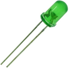 FYL-5013GD, светодиод зелёный матовый 5мм 570нм 80мКд 60°