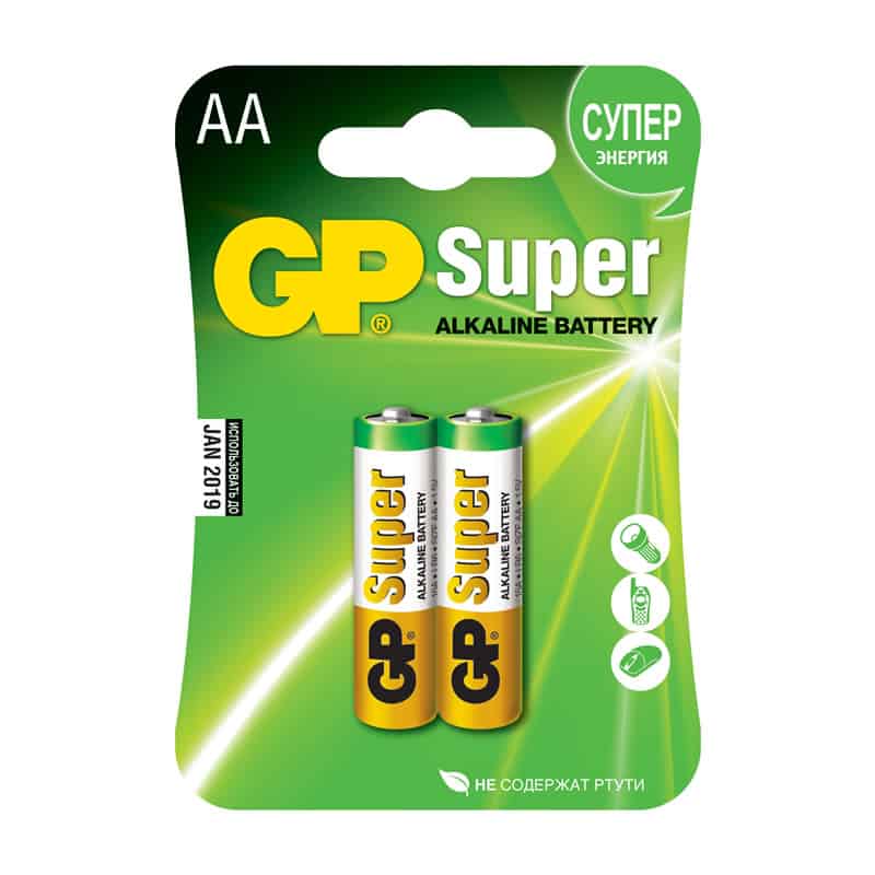 LR6 (AA) батарейка GP Super Alkaline GP 1.5В  бл/2