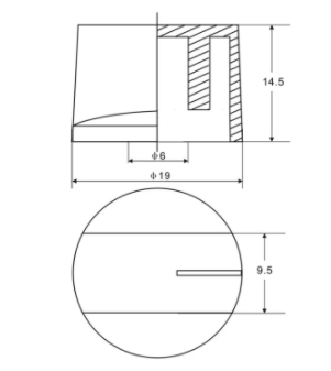 Пластиковая ручка для потенциометра со срезанным наконечником (чёрная)
