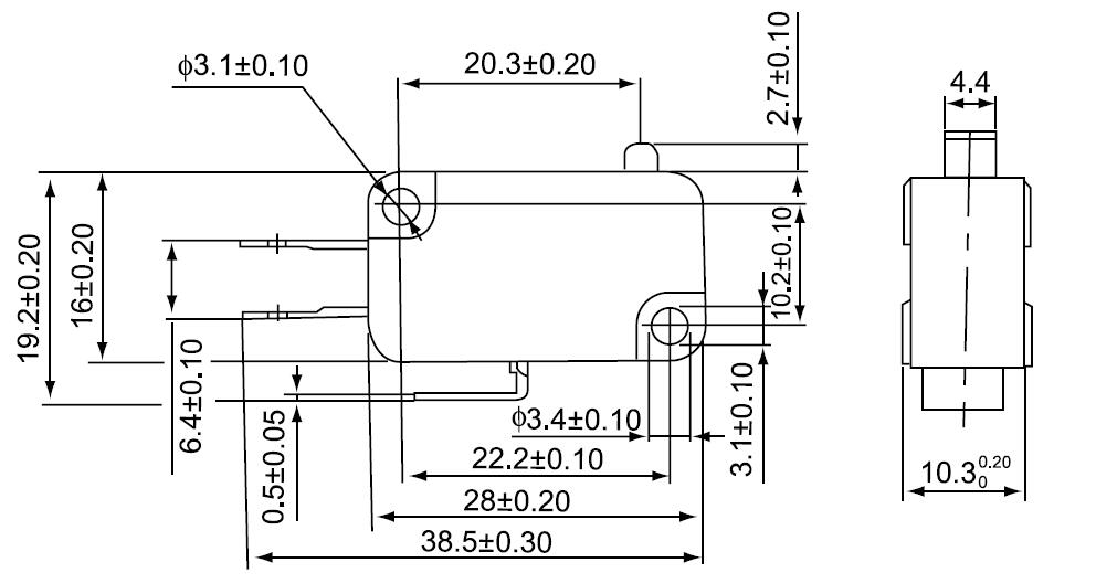 Микропереключатель RWA-401 (MSW-01B) 16(5)A/250V 3c