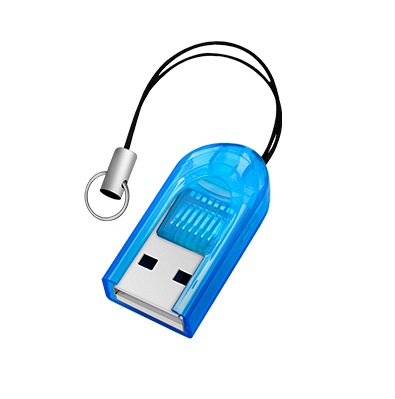 Картридер c поддержкой формата microSD до 32Гб USB 2.0 синий Oxion