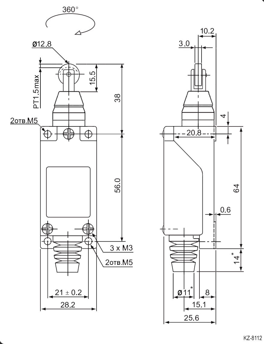 KZ8112 (TZ8112) Al, путевой выключатель