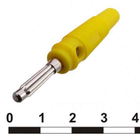 10-0076, штекер "банан" 61мм на кабель жёлтый