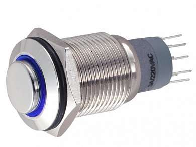 Кнопка M16 ON-ON LED12V IB16S-GZ (LAS2-GQH) 3A/250V 5c IP65 -синяя-