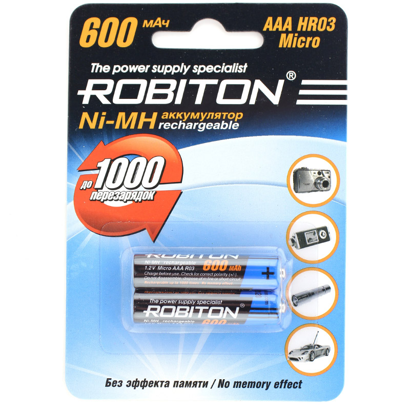 AAA аккумулятор Ni-MN 600мАч ROBITON 2шт