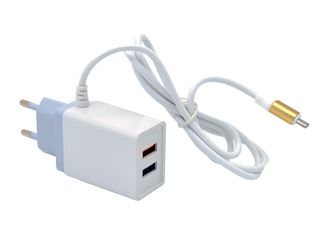 Зарядное устройство с USB BS-2075 5В 2.4А microUSB 1м