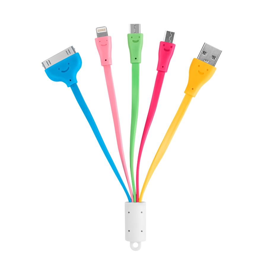 UCC001, универсальный зарядный кабель USB 2.0(M) - Lightning/30-pin/microUSB(M) 20cм Oxion