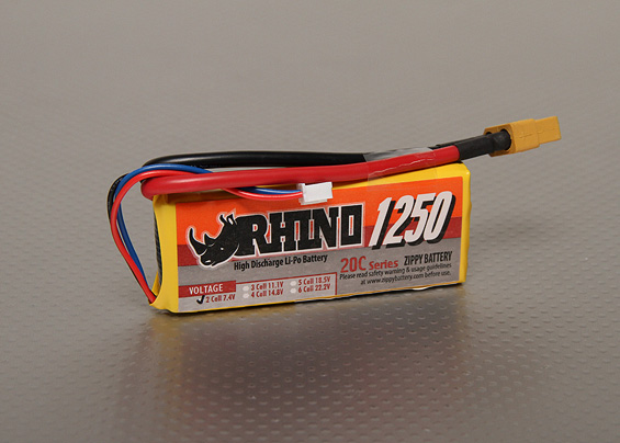 Rhino 1250mah 2S 20C, Li-Po аккумулятор