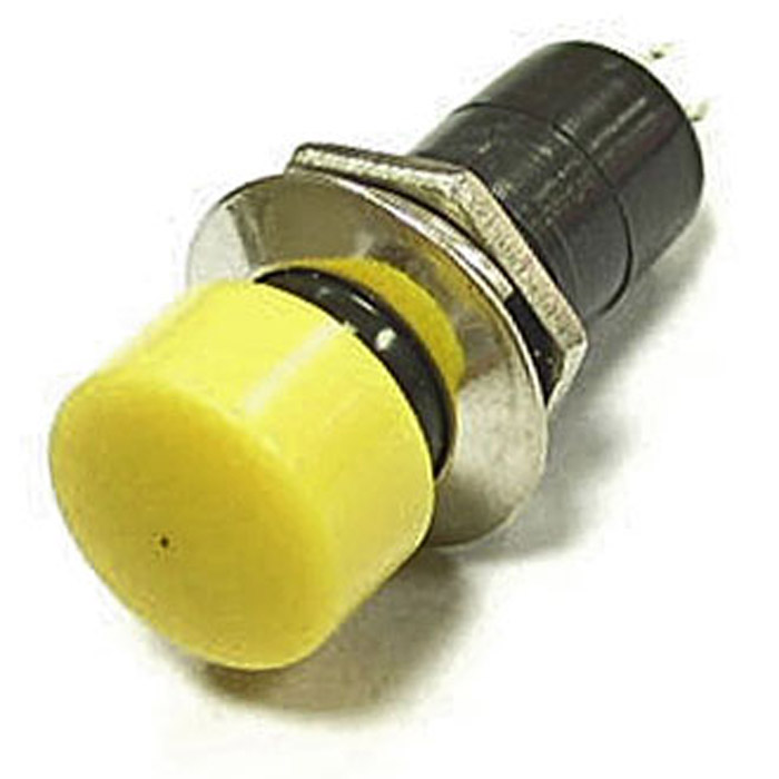 PBS-16C, кнопка 250В 1А OFF-(ON) без фиксации желтый