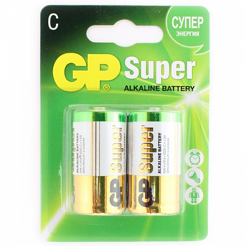 Батарейка щелочная GP LR14 (C) Super Alkaline 1.5В 2шт