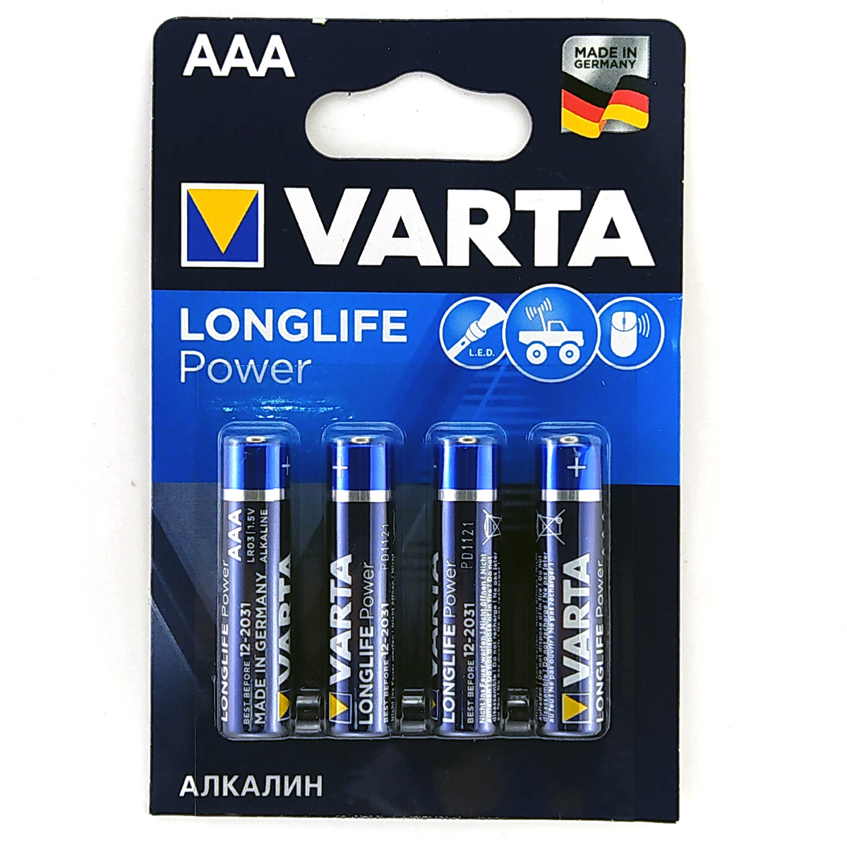 Батарейка щелочная VARTA LR03 (AAA) LongLife Power бл/4
