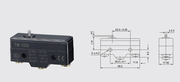 Микропереключатель TM-1300 (LXW5-11Z) 15A/250V 3c