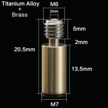 TA-B Short 20.5мм, биметаллический термобарьер М6 (титан+латунь)