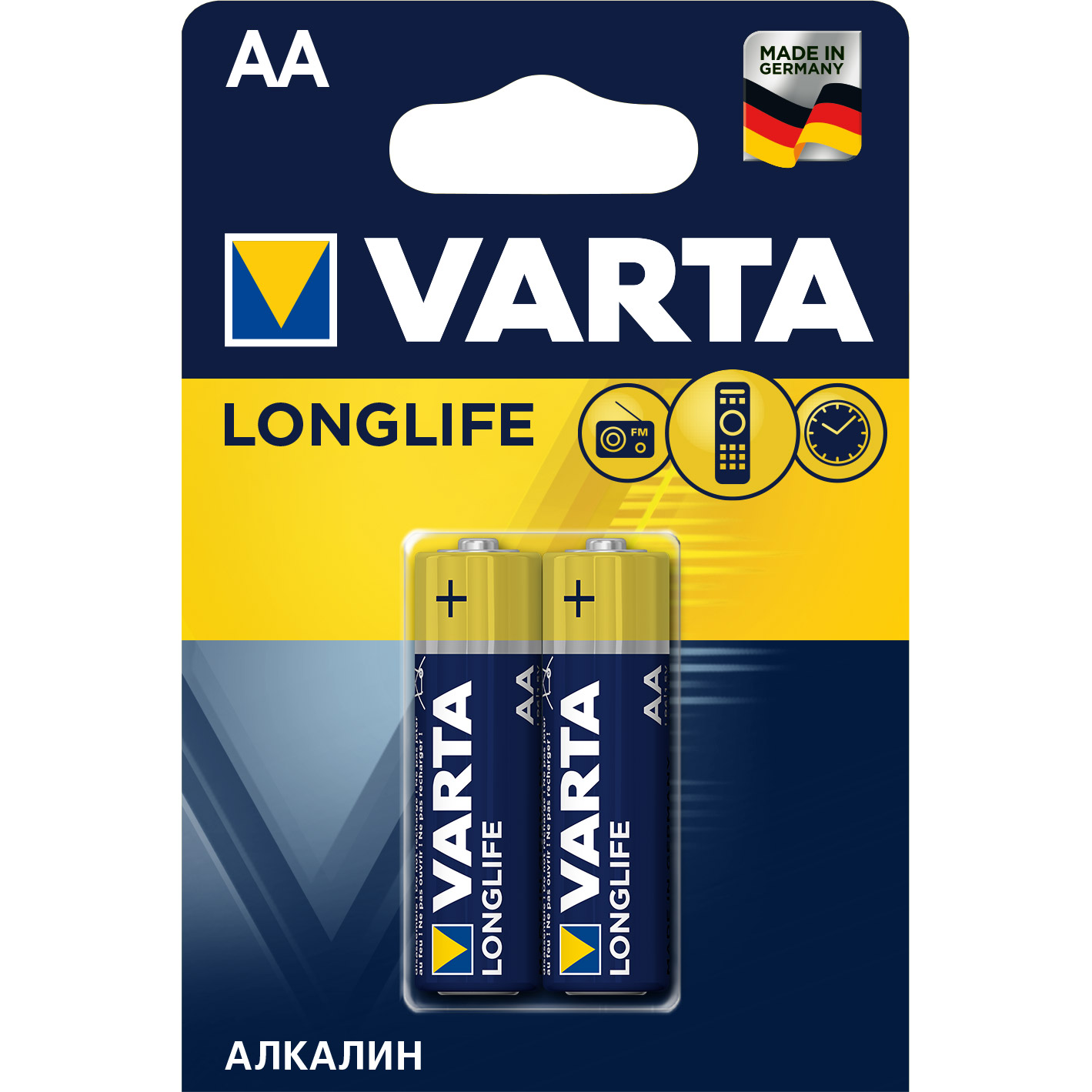 Батарейка щелочная VARTA LR03 (AAA) Long Life 1.5В бл/2