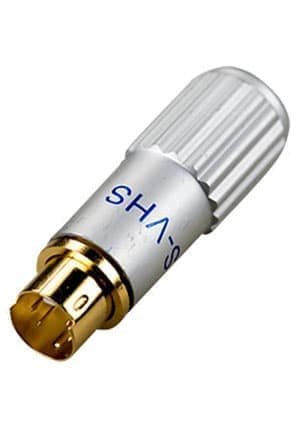 1-418G, штекер mini DIN 4 контакта (s-vhs) металический на кабель d=7.5мм (позолоченный)