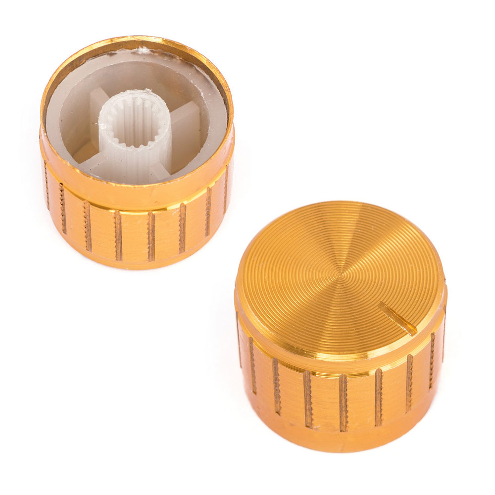 Ручка для переменных резисторов М6T15/15Y2-0-1 металл gold круглая с риской