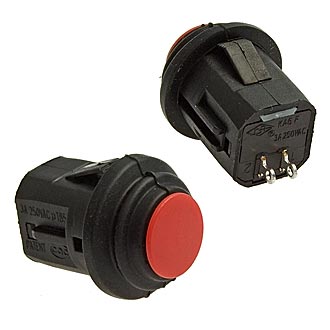 SB570-R, кнопка 250В 3А OFF-(ON) IP65 d=14мм без фиксации красная