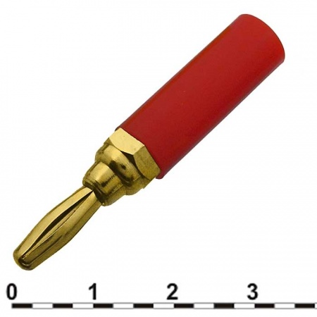 10-0071 b red, штекер "банан" 43мм на кабель красный